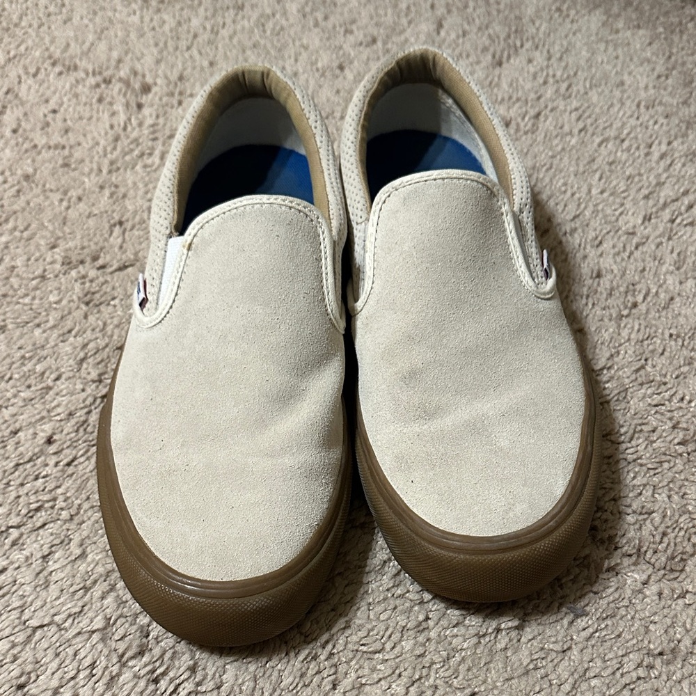 Cream Vans Slip-On Sneakers